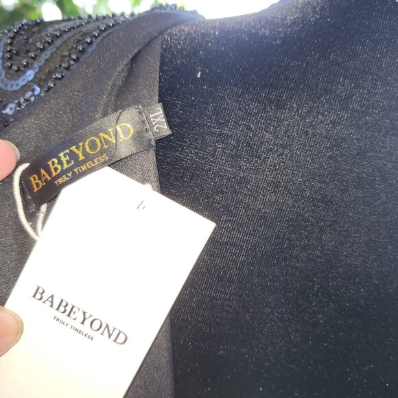 Babeyond Flapper Sheath Gatsby Dress Black Sz XXL Sequins Beads  Sleeveless - Picture 12 of 13